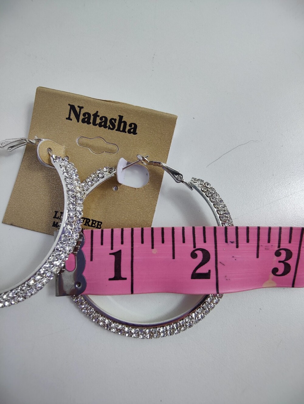 Natasha NWT 3 Pair Earrings Bundle CZ Bow Starburst Rhinestone Hoop - Picture 12 of 15